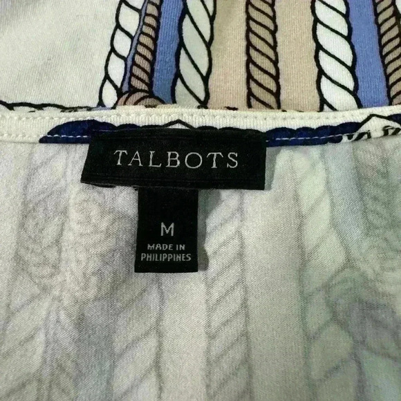 Talbots Size M Boat Neck Nautical Print Long Sleeve Tunic - Picture 6 of 8